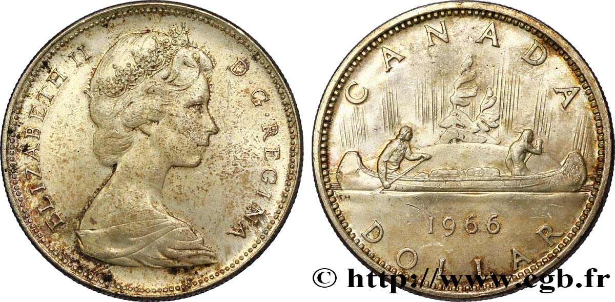 KANADA 1 Dollar Elisabeth II 1966  VZ+ 