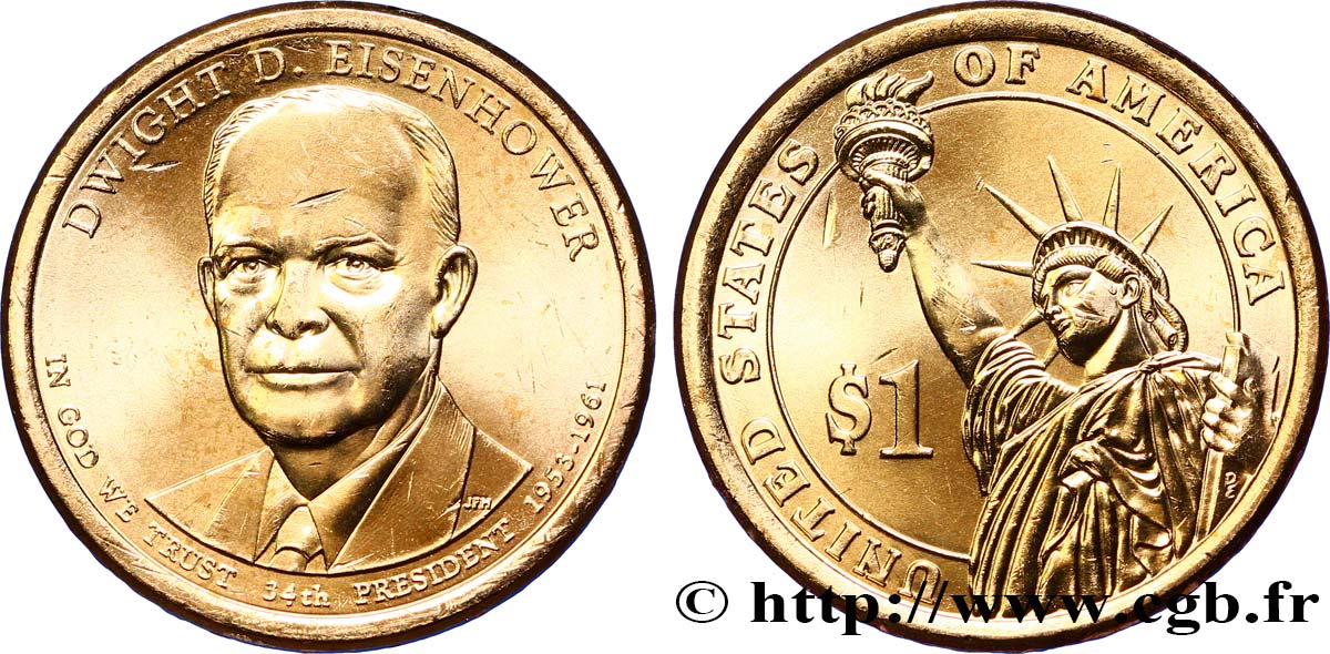 UNITED STATES OF AMERICA 1 Dollar Dwight D. Eisenhower tranche A 2015 Philadelphie MS 