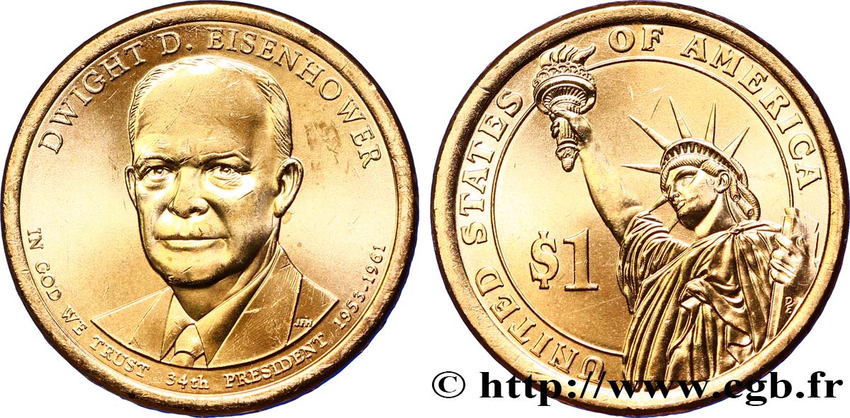 ÉTATS-UNIS D AMÉRIQUE 1 Dollar Dwight D. Eisenhower tranche B 2015 Philadelphie SPL 