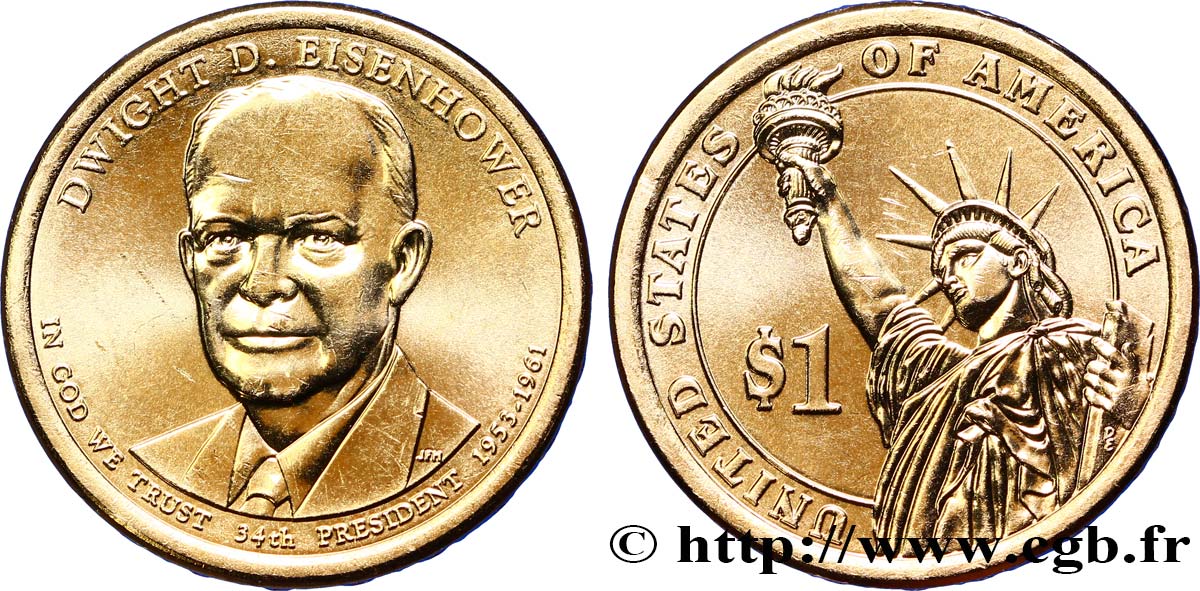 UNITED STATES OF AMERICA 1 Dollar Dwight D. Eisenhower tranche A 2015 Denver MS 