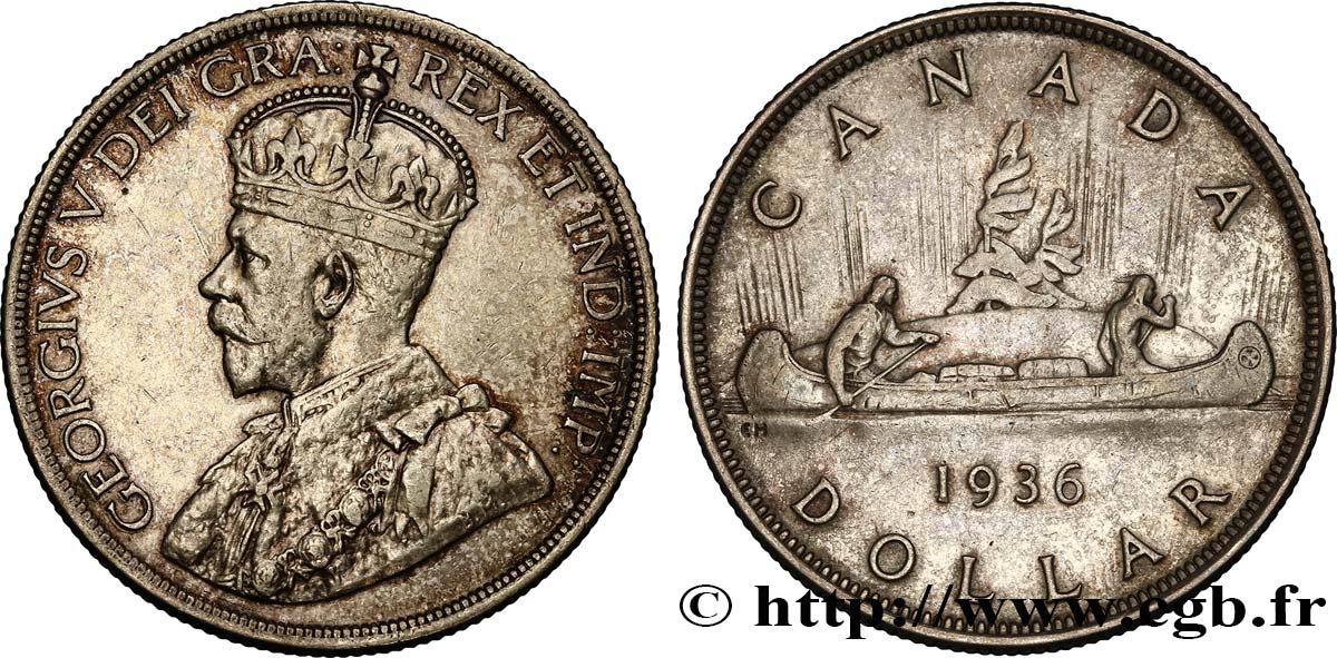 CANADA 1 Dollar Georges V jubilé d’argent 1936  XF 