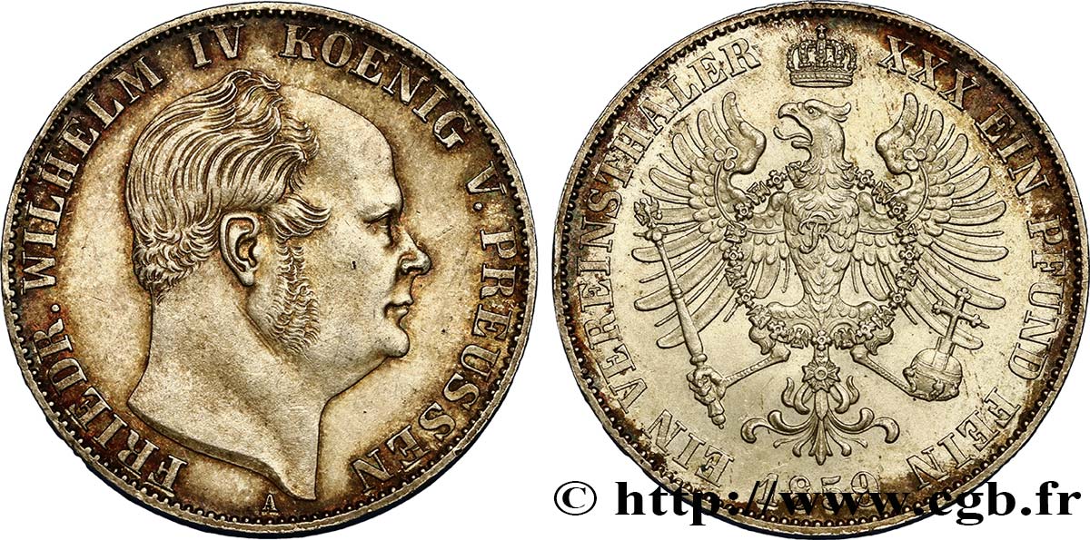 GERMANY - PRUSSIA 1 Thaler Frédéric-Guillaume IV 1859 Berlin MS 