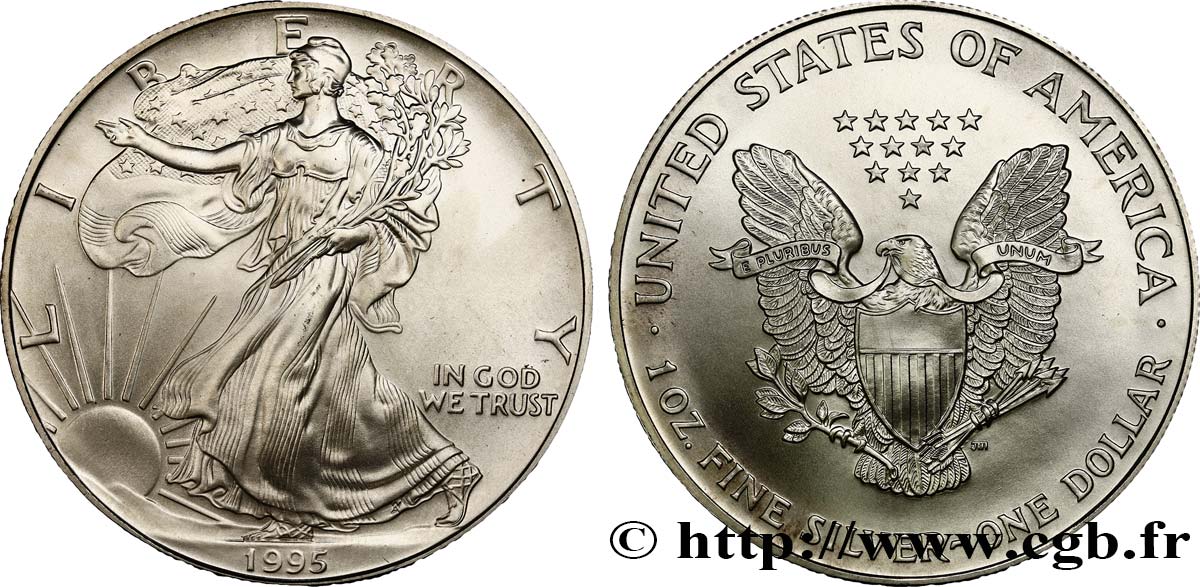 STATI UNITI D AMERICA 1 Dollar type Silver Eagle 1995 Philadelphie MS 