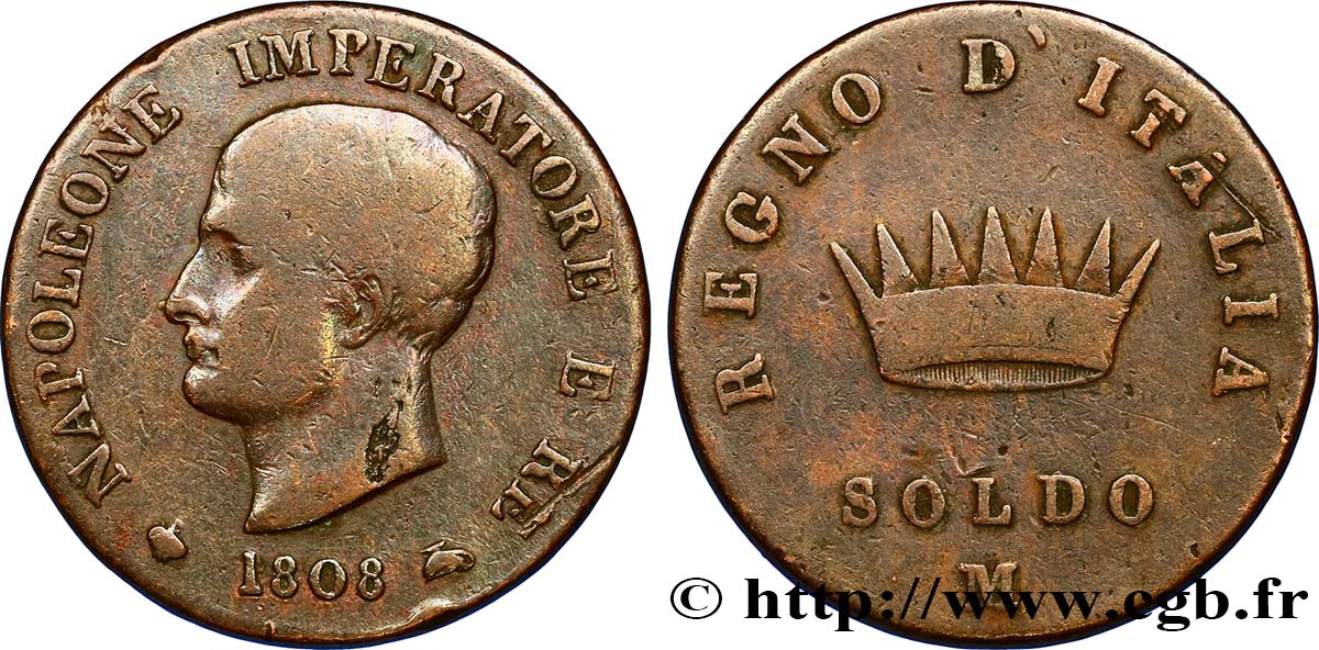 ITALIEN - Königreich Italien - NAPOLÉON I. 1 Soldo 1808 Milan S 