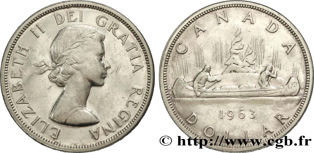 CANADA 1 Dollar Canoë avec indien 1963  SPL 