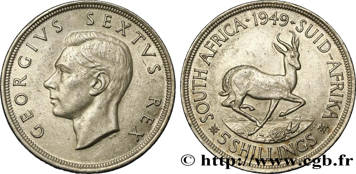 SOUTH AFRICA 5 Shillings Georges VI 1949 Pretoria AU 