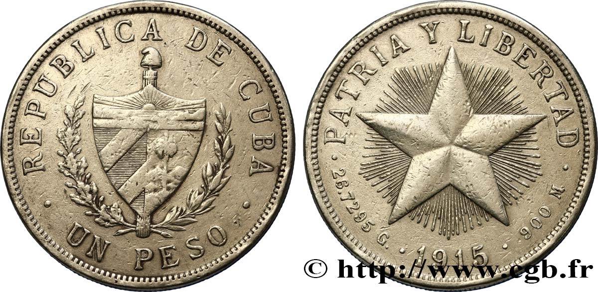 CUBA 1 Peso 1915  BB 