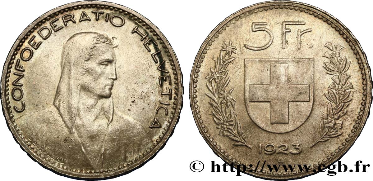 SVIZZERA  5 Francs berger 1923 Berne SPL 