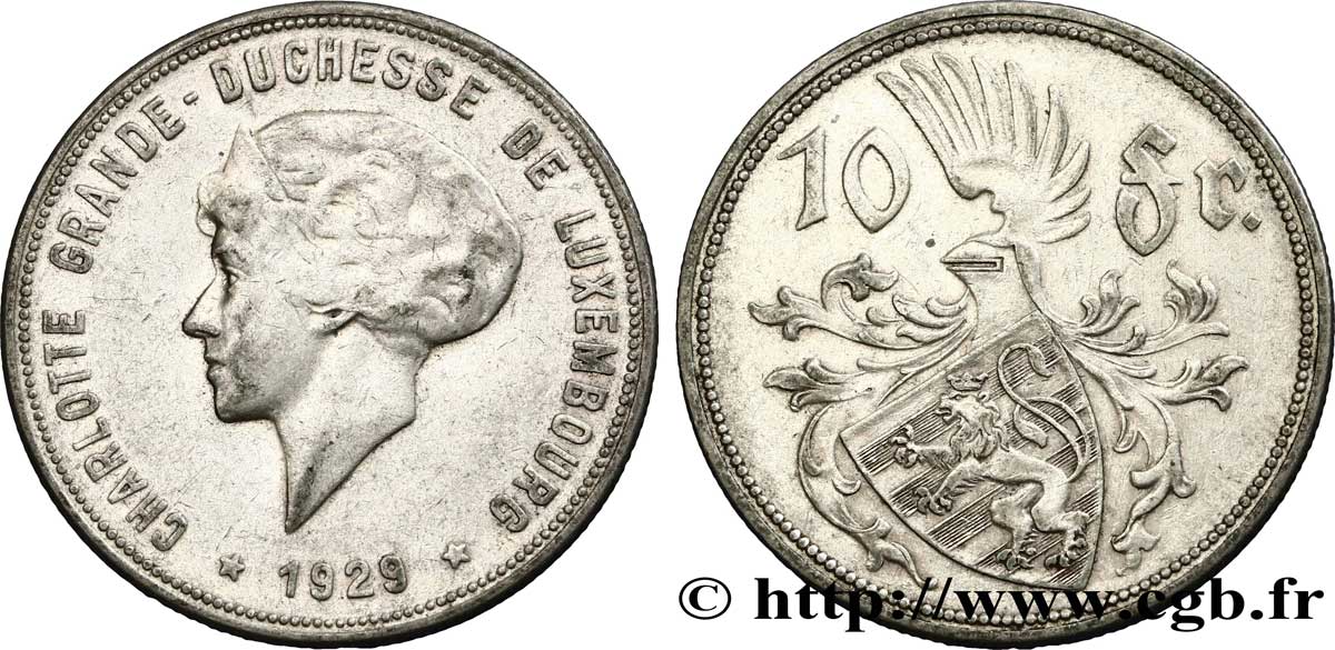 LUSSEMBURGO 10 Francs Princesse Charlotte 1929  BB 