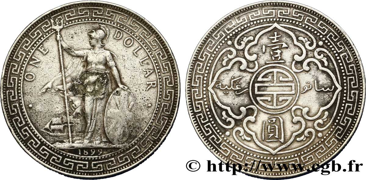 REINO UNIDO 1 Dollar Britannia 1899 Bombay BC+ 