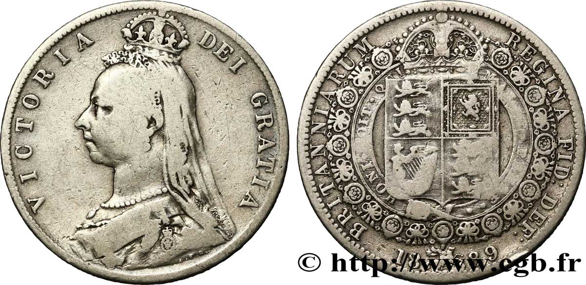 REGNO UNITO 1/2 Crown Victoria buste du jubilé 1889  MB 