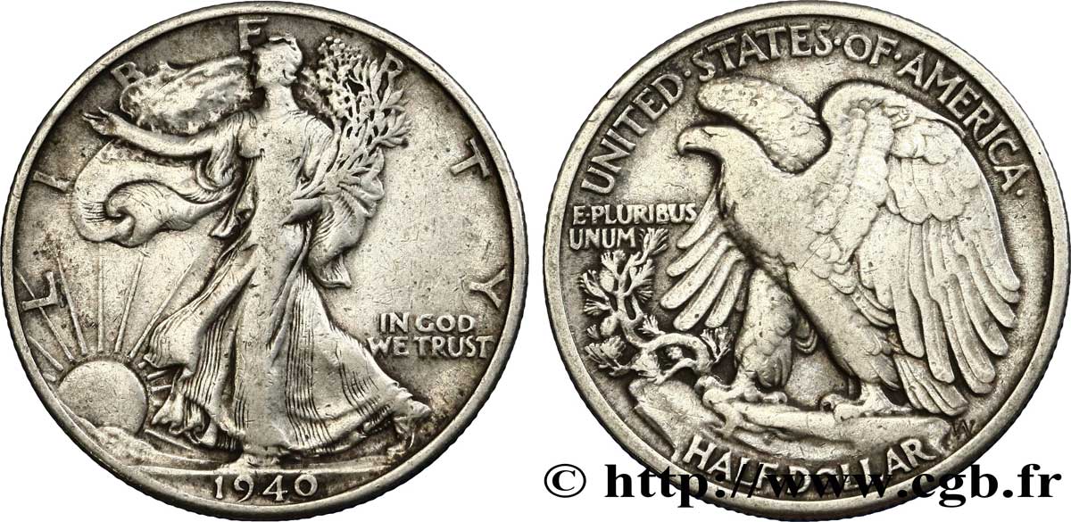 STATI UNITI D AMERICA 1/2 Dollar Walking Liberty 1940 Philadelphie q.BB 