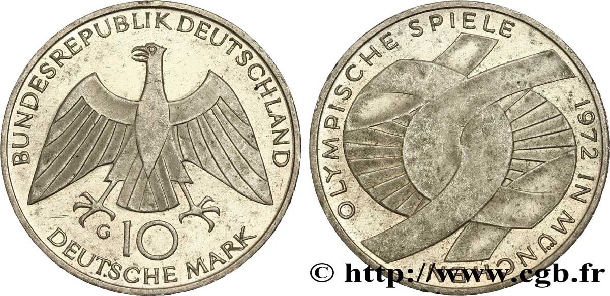 GERMANY 10 Mark / XXe J.O. Munich 1972 Karlsruhe MS 