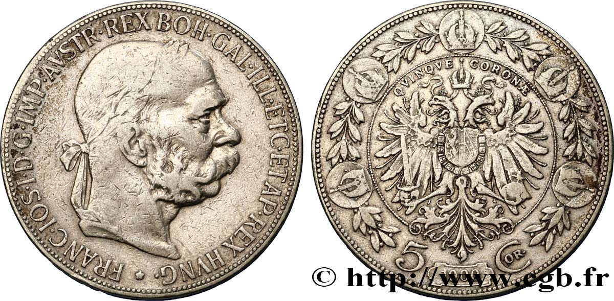 AUSTRIA 5 Corona François-Joseph Ier 1900  BC+ 