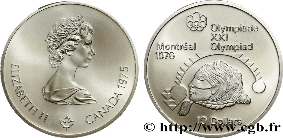CANADA 10 Dollars JO Montréal 1976 lancer de poids femmes 1975  FDC 