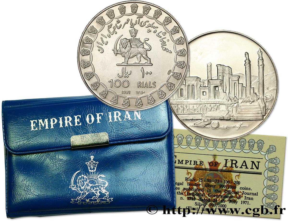 IRAN 100 Rials 2500e anniversaire de l’Empire Perse 1971  MS 