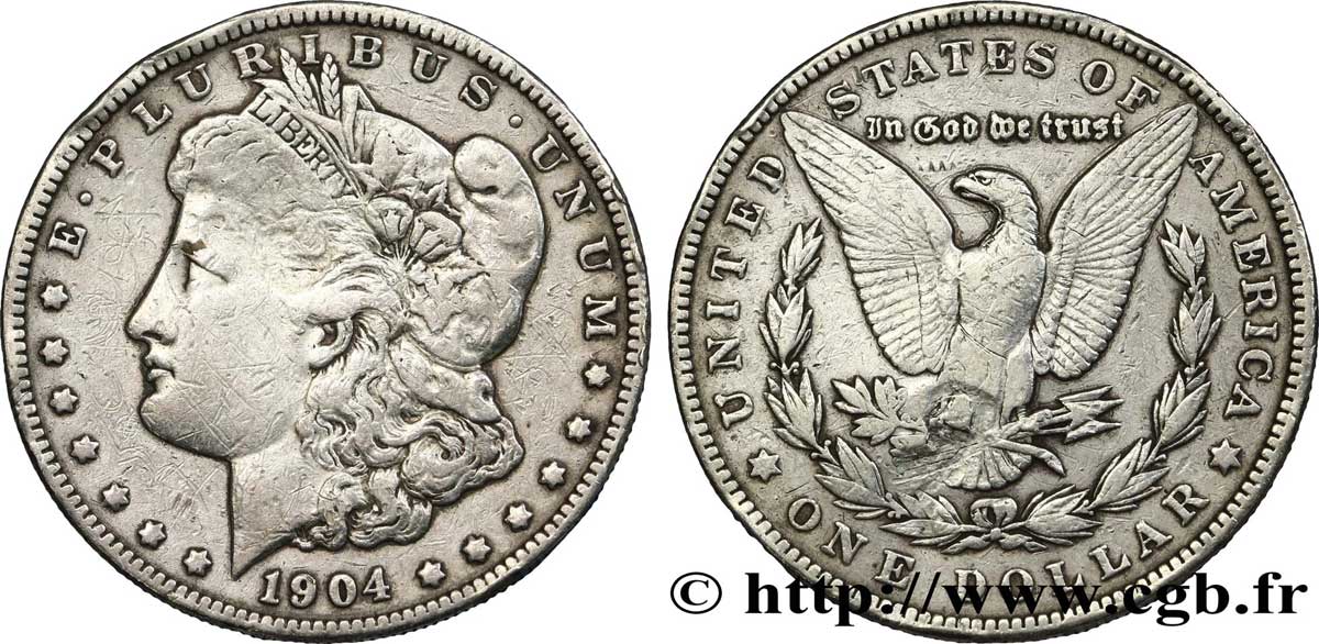 ÉTATS-UNIS D AMÉRIQUE 1 Dollar Morgan 1904 Philadelphie BC+ 