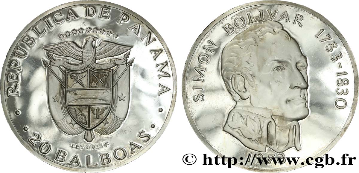 PANAMA 20 Balboas Simon Bolivar 1973  MS 