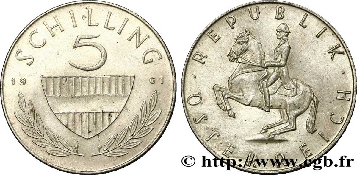 AUSTRIA 5 Schilling 1961  EBC 