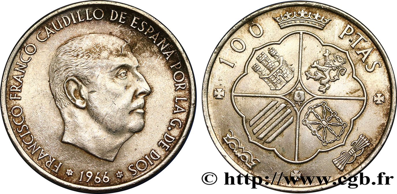 SPAIN 100 Pesetas Francisco Franco (1967 dans les étoiles) 1966  AU 