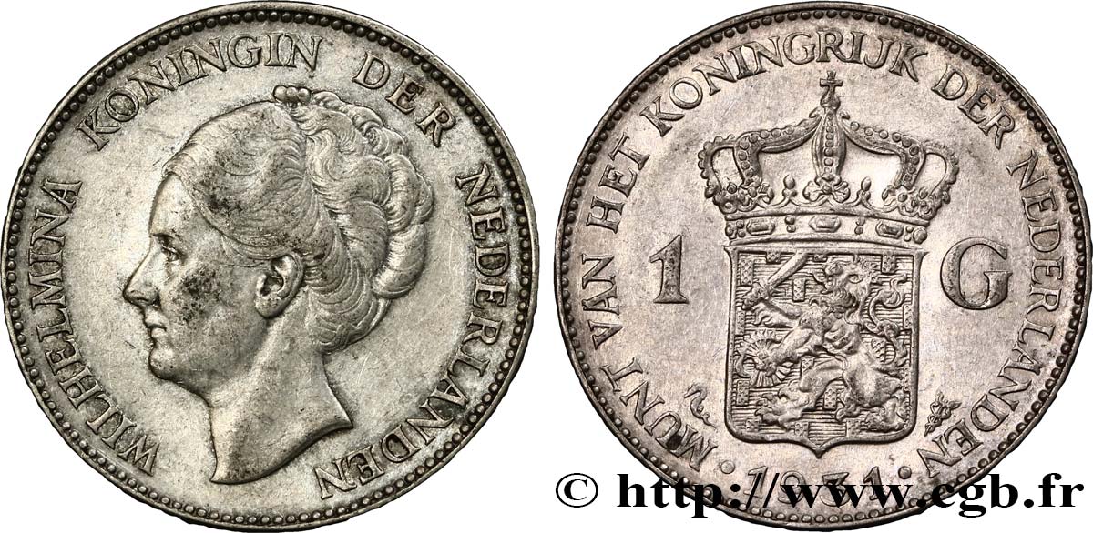 PAESI BASSI 1 Gulden Wilhelmina 1931  q.SPL 