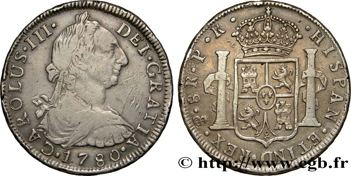 BOLIVIA 8 Reales Charles III d’Espagne 1780 Potosi XF 