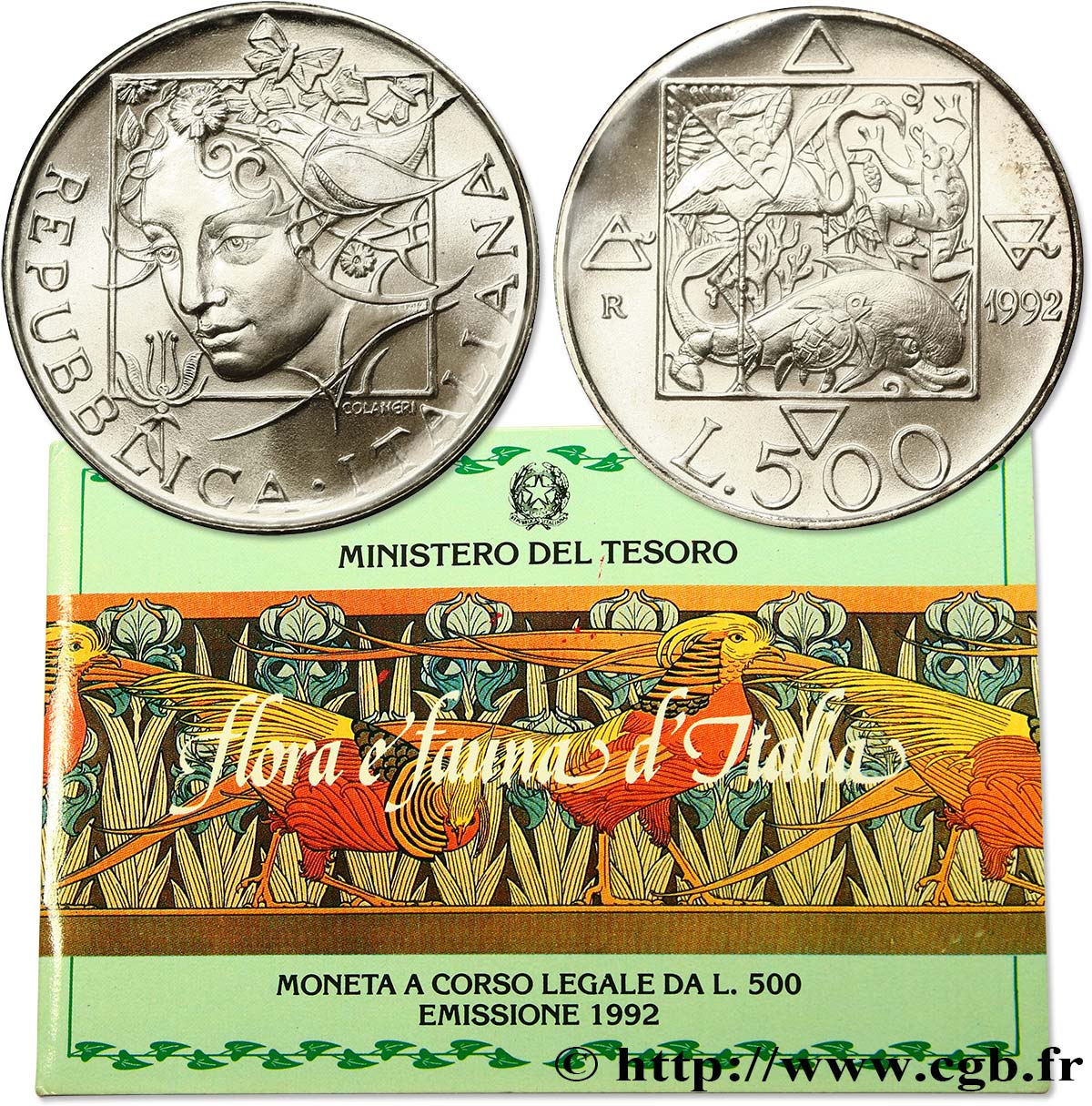 ITALY 500 Lire Faune et flore d’Italie 2e émission 1992 Rome - R MS 