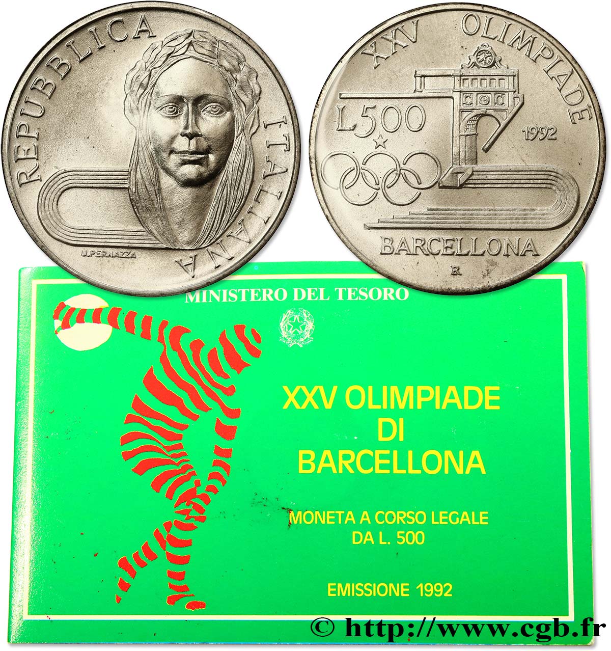 ITALY 500 Lire Jeux olympiques de Barcelone  1992 Rome - R MS 