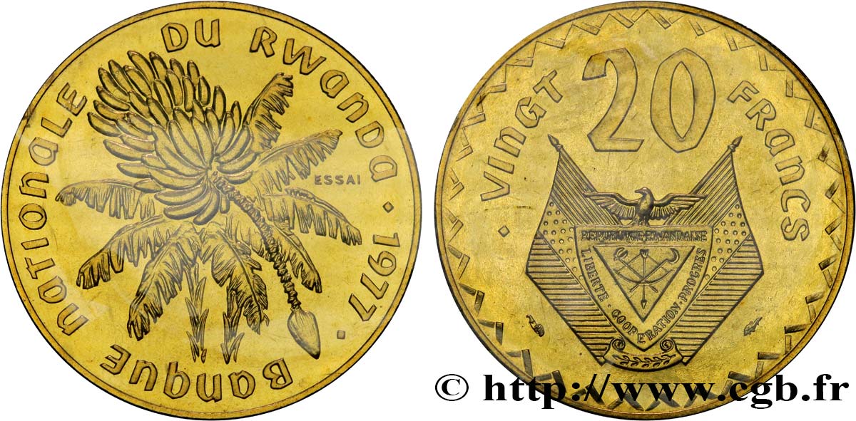 RWANDA Essai de 20 Francs 1977 Paris MS 