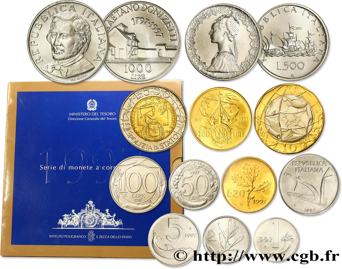 ITALIEN Série de 12 Monnaies Gaetano Donizetti 1997 Rome - R ST 