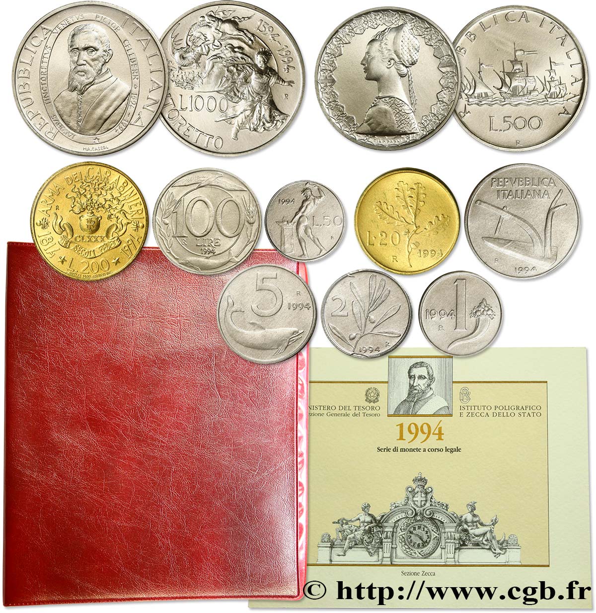 ITALIA Série de 11 Monnaies Tintoretto (Le Tintoret) 1994 Rome - R FDC 