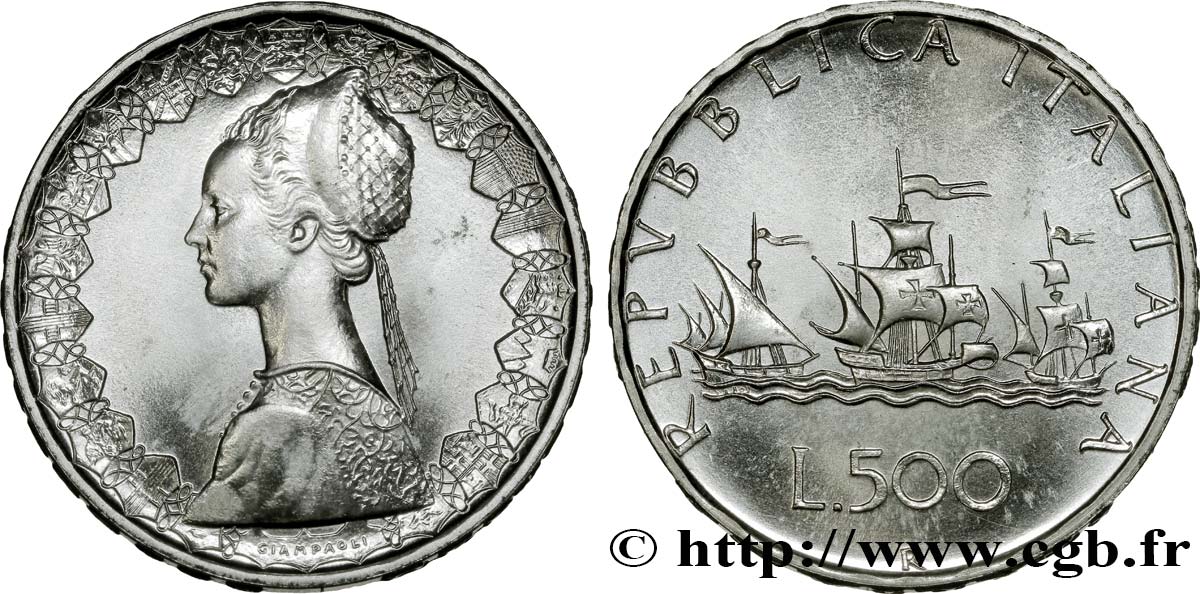 ITALY 500 Lire “caravelles” 1988 Rome - R MS 