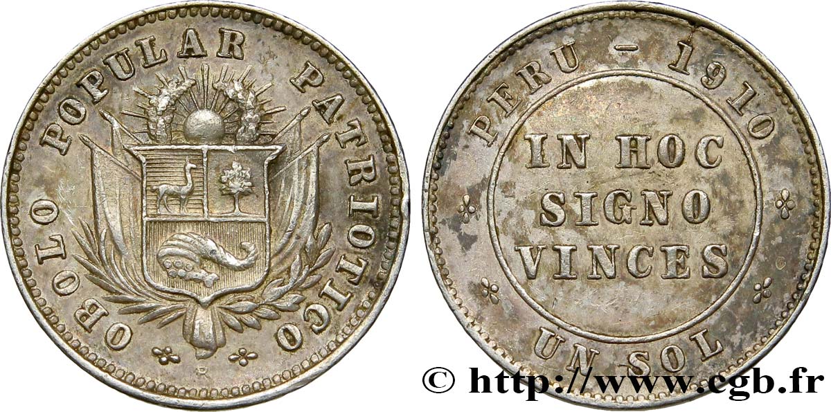PERU 1 Sol (Token coin) 1910  AU 