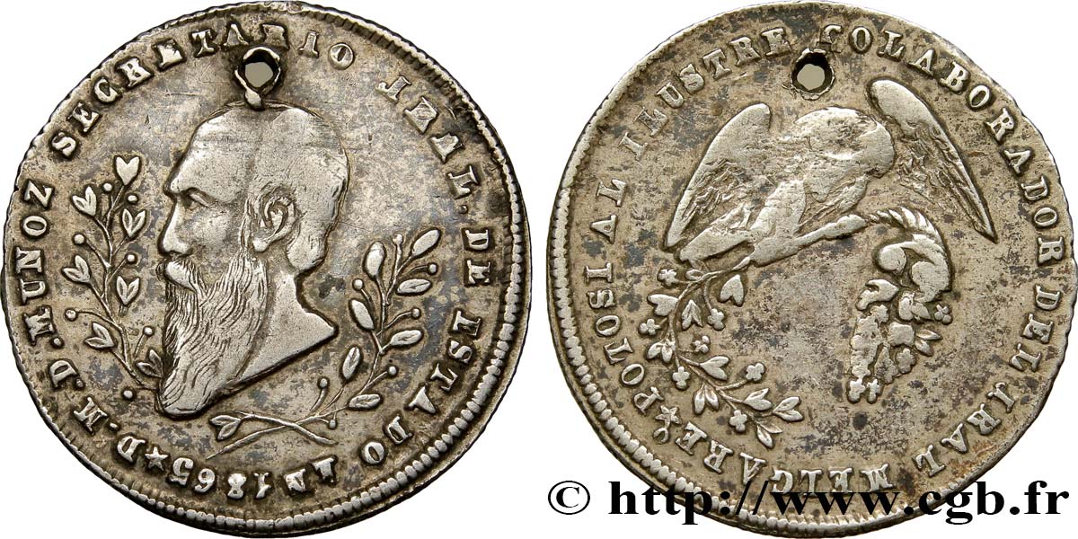 BOLIVIA Médaille Général Melgarejo 1865 Potosi XF 