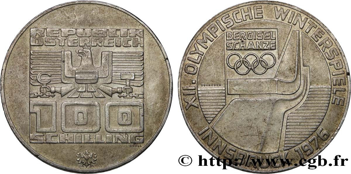 AUSTRIA 100 Schilling J.O. d’hiver d’Innsbruck 1976 - tremplin olympique 1976 Hall EBC 