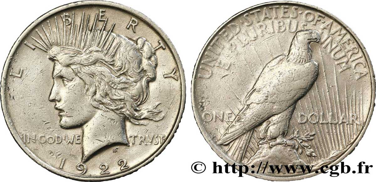 UNITED STATES OF AMERICA 1 Dollar type Peace 1922 Denver XF/VF 