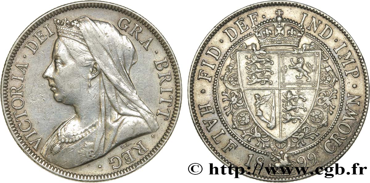UNITED KINGDOM 1/2 Crown Victoria “Old Head” 1899  XF/AU 