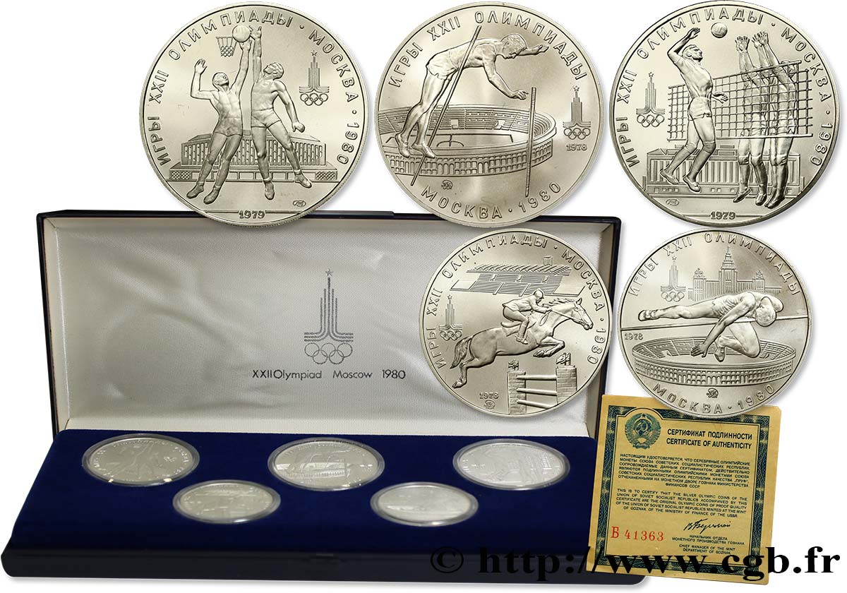 RUSSLAND - UdSSR Coffret 5 Monnaies Jeux Olympiques de Moscou 1980  ST 