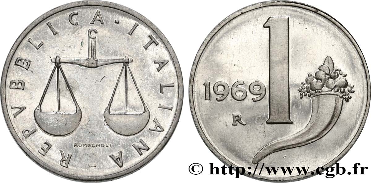 ITALY 1 Lira 1969 Rome MS 