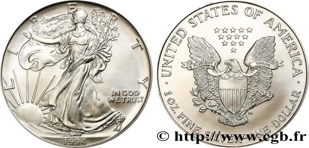 STATI UNITI D AMERICA 1 Dollar type Silver Eagle 1994 Philadelphie - P FDC 