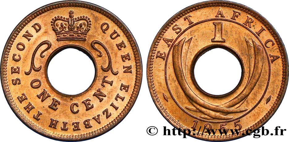 BRITISCH-OSTAFRIKA 1 Cent frappe au nom d’Elisabeth II 1955 Heaton fST 