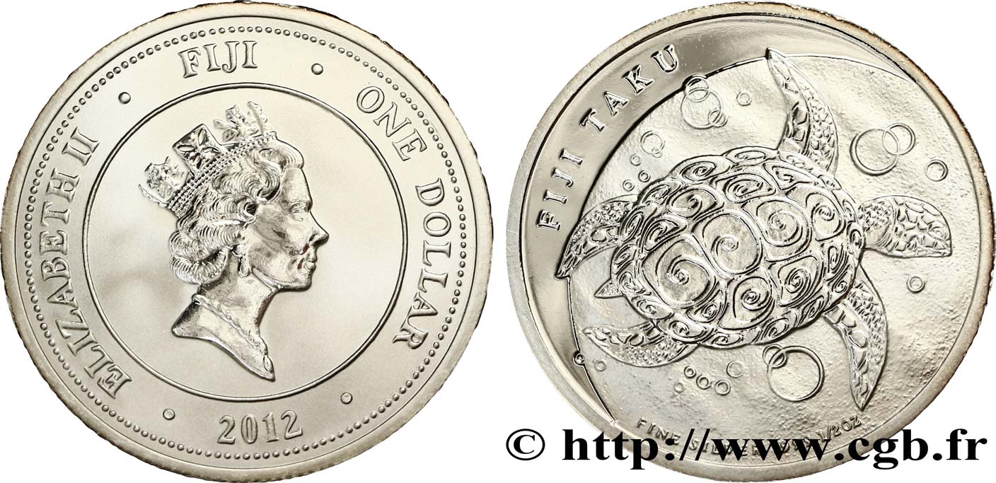 FIDSCHIINSELN 1 Dollar BE (proof)  Elisabeth II / Tortue 2012  ST 