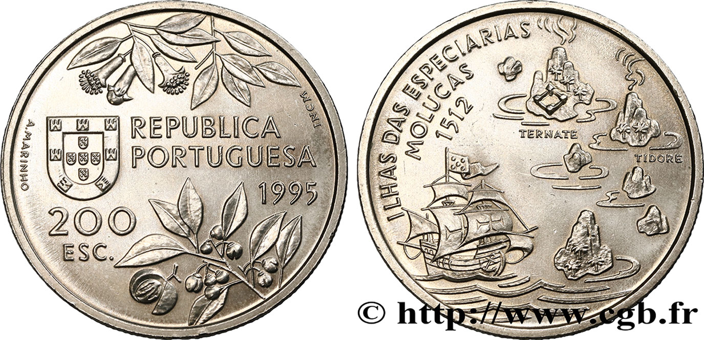 PORTUGAL 200 Escudos découverte des îles Moluques 1995  MS 