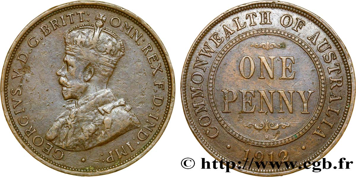 AUSTRALIA 1/2 Penny Georges V 1912 Heaton MBC 