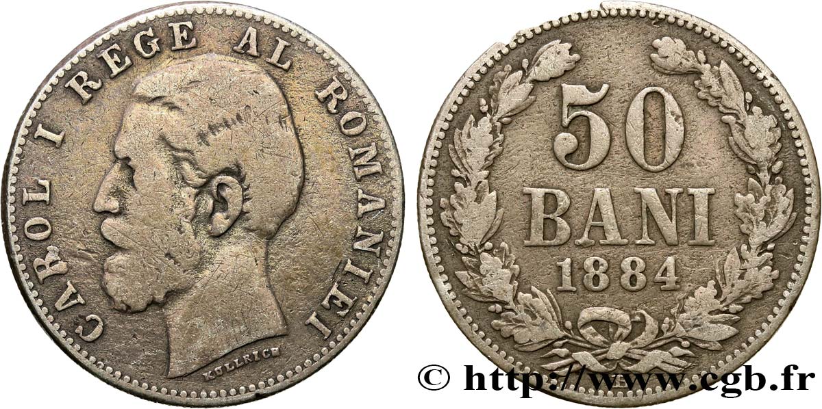 ROMANIA 50 Bani Charles Ier 1884  VF 