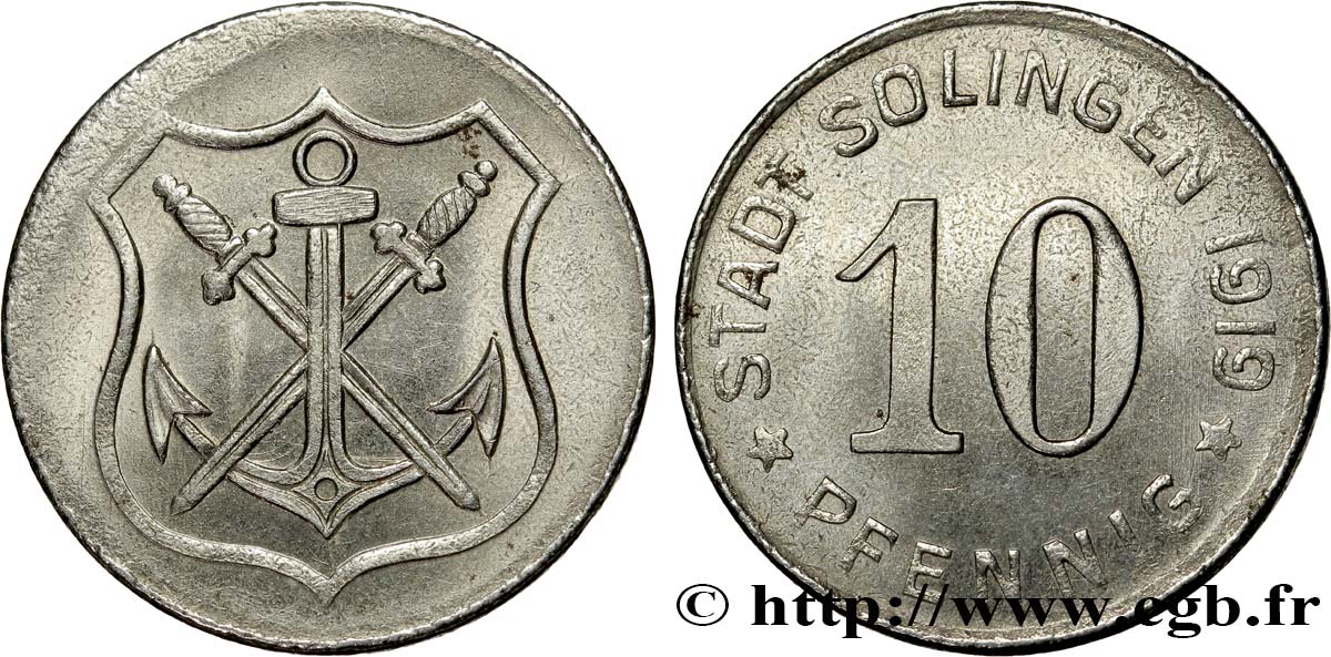 GERMANY - Notgeld 10 Pfennig Solingen 1920  XF 