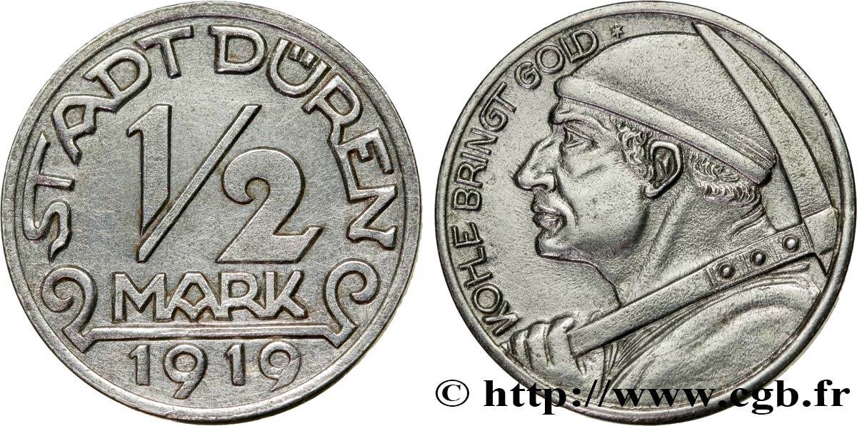 GERMANY - Notgeld 1/2 Mark Düren 1918  XF 