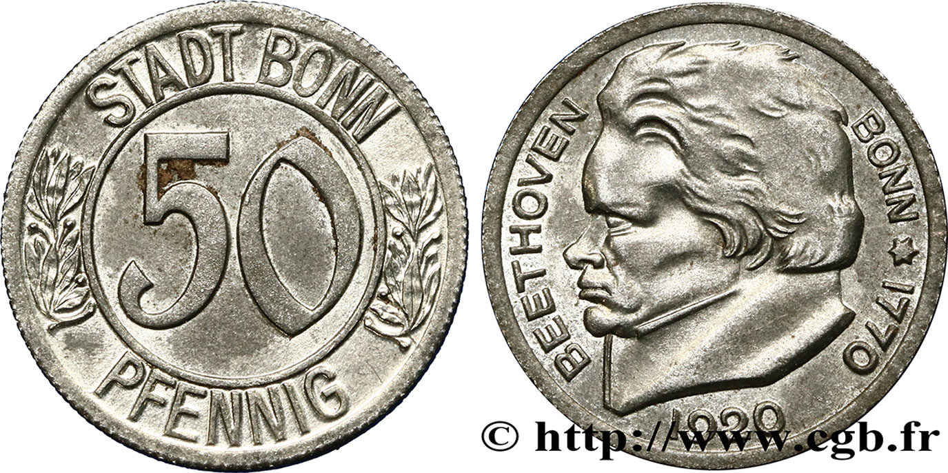 GERMANY - Notgeld 50 Pfennig Bonn 1920  AU 