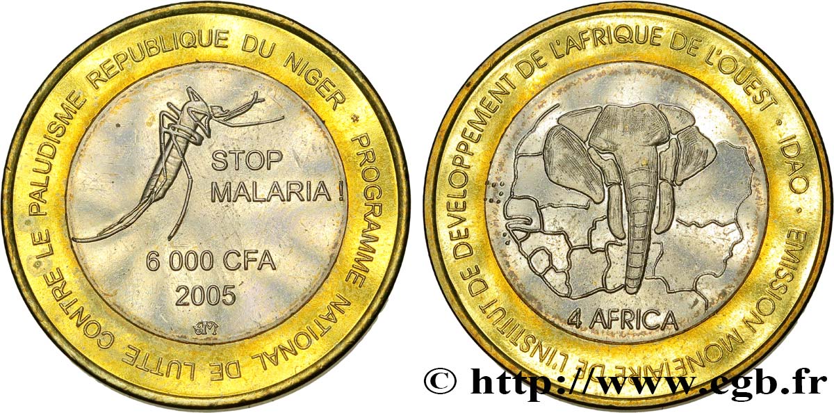 NIGER 6000 Francs CFA lutte contre le paludisme 2005  EBC 