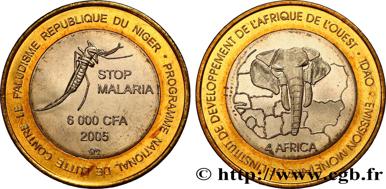 NIGER 6000 Francs CFA lutte contre le paludisme 2005  SUP 